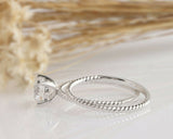 1.2ct Round Cut Diamond Engagement Ring Twist Rope Bridal Set 14k WhiteGold Over