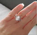 1.5Ct Oval Cut Diamond Leaf Design Accent Engagement Ring 18K White Gold Finish