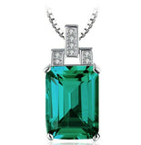 3ct Green Emerald Cut Pendant Geometric 14k White Gold Finish NO CHAIN