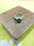 2ct Round Cut Green Emerald Engagement Ring Diamond Accents 14k White Gold Over