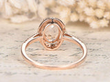 2.3ct Oval Cut Peach Morganite Halo Promise Engagement Ring 14k Rose Gold Finish