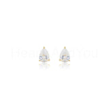 1ct Pear Cut Simulated Diamond Solitaire Stud Earrings 14k Yellow Gold Plated