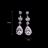 4Ct Pear Marquise Cut Diamond Elegant Tear Drop Earrings 18K White Gold Finish