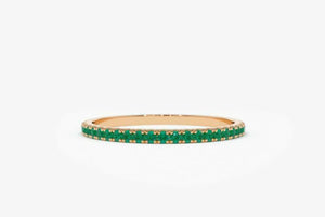 1.2ct Wedding Band Round Cut Green Emerald Full Eternity 14k Rose Gold Finish