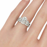 5Ct Pear Cut Diamond Bridal Set Infinity Shank Halo Ring 14K White Gold Finish