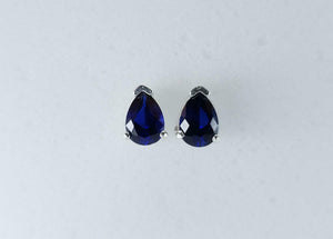 1.4ct Stud Earrings Pear Cut Blue Sapphire Solitaire Design 14k WhiteGold Finish