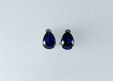 1.4ct Stud Earrings Pear Cut Blue Sapphire Solitaire Design 14k WhiteGold Finish