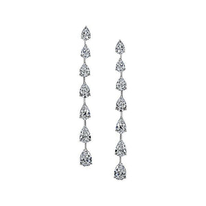 5ct Pear Cut Diamond Elegant Vertical Tear Drop Earrings 14k White Gold Finish