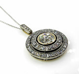 5Ct Round Cut Diamond Dual Halo Vintage Pendant with Chain 14K White Gold Finish