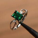 1ct Emerald Green Emerald Promise Wedding Engagement Ring 14k White Gold Finish