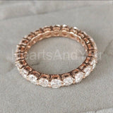 1.6ct Round Cut Moissanite Full Eternity Women Wedding Band 14k Rose Gold Plated