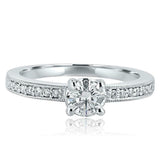 1.4ct Round Cut Diamond Milgrain Solitaire with Accent Ring 14k WhiteGold Finish