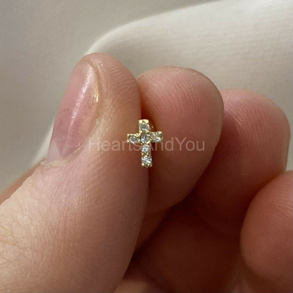 0.2ct Round Cut Moissanite Cross Stud Earrings For Women 14K Yellow Gold Plated