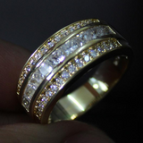 2.2Ct Princess Cut Diamond Half Eternity Wide Wedding Band 14K Yellow Gold Over