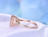 1.5ct Oval Cut Peach Morganite Engagement Ring Diamond Accent 14k Rose Gold Over