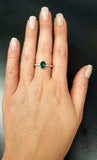 1ct Oval Cut Green Emerald Beaded Ball Shank Solitaire Ring 14k White Gold Over