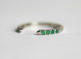 1ct Round Cut Green Emerald Engagement Ring 14k White Gold Finish Open Stackable