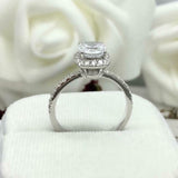 1.7ct Engagement Ring Cushion Cut Diamond Halo Design 14k White Gold Finish