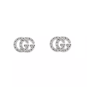 1Ct Round Cut Diamond Alphabet Design Stud Earrings 14K White Gold Finish