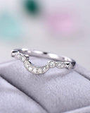 1Ct Round Cut Diamond Stackable Vintage Women Wedding Band 14K White Gold Finish