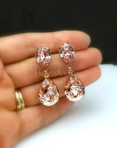 2ct Pear Cut Simulated Morganite Teardrop Drop Earrings 14k Yellow Gold Plated