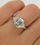 5Ct Emerald Cut Diamond Solitaire Ring 18K White Gold Finish Calf Head Accents