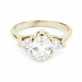 1.7ct Oval Cut Diamond Engagement Ring Solitaire Trilogy 14k Yellow Gold Finish