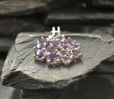 4ct Purple Amethyst Pendant Round Cut Cluster 14k White Gold Finish NO CHAIN