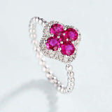 2ct Round Cut Pink Ruby Diamond Halo Flower Engagement Ring 14k WhiteGold Finish