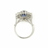 4.2ct Oval Cut Blue Sapphire Engagement Ring Halo Art Deco 14k White Gold Finish