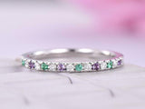 1.2ct Round Cut Purple Amethyst Emerald Half Eternity Band 14k White Gold Finish