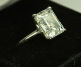 3Ct Emerald Cut Diamond Classic Solitaire Engagement Ring 18K White Gold Finish