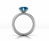 2ct Round Cut London Blue Topaz Braided Open Split Shank Ring 14k WhiteGold Over