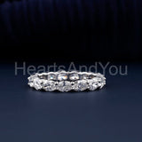 1ct Oval Cut Simulated Diamond Full Eternity Wedding Band 14k White Gold Plated