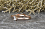 0.6ct Cushion Diamond Engagement Ring 14k Rose Gold Finish Plain Curvy Band Set