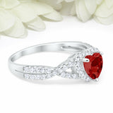 3Ct Heart Cut Red Garnet Diamond Split Shank Engagement Ring 14K White Gold Over