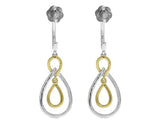 0.4ct Round Cut Diamond Stylish Halo Dangle Earrings Women 14k Two Tone Finish