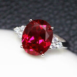 3ct Oval Cut Ruby Diamond Petite Round Accents Solitaire Ring 14k Rose Gold Over