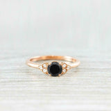 0.6ct Round Cut Black Diamond Petite Solitaire Engagement Ring 14k RoseGold Over