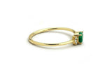 0.4ct Pear Cut Green Emerald Minimalist Engagement Ring 14k Yellow Gold Finish