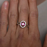 2ct Oval Cut Pink Ruby Engagement Ring 14k White Gold Finish Halo Split Shank