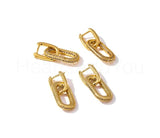 3ct Round Cut Moissanite Geometric Double Hoop Earrings 14k Yellow Gold Plated