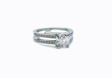 2ct Asscher Cut Diamond Engagement Ring Dual Band Design 14k White Gold Finish