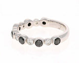 1.2ct Round Black & White Diamond Wedding Band Half Eternity 14k White Gold Over