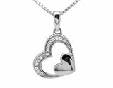 0.3ct Round Cut Diamond Pendant Tilted Double Heart One Row 14k White Gold Over