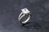 2ct Engagement Ring Radiant Cut Diamond Split Shank Design 14k White Gold Finish