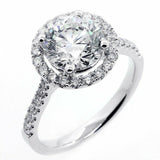 1.3ct Round Diamond Halo Classic Solitaire Engagement Ring 14k White Gold Finish