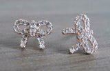 0.5ct Round Cut VVS1D Diamond Bow Knot Stud Earrings Women 14k Rose Gold Finish