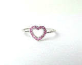 0.3ct Engagement Ring Round Pink Sapphire Open Heart Shaped 14k White Gold Over