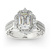 3.5Ct Emerald Cut Diamond Engagement Vintage Cocktail Ring 14K White Gold Finish